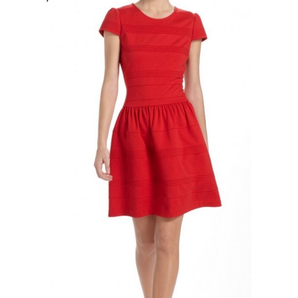 Girls From Savoy Anthropologie Red Pintuck Ponte Knit Dress Taylor Swift Size 2